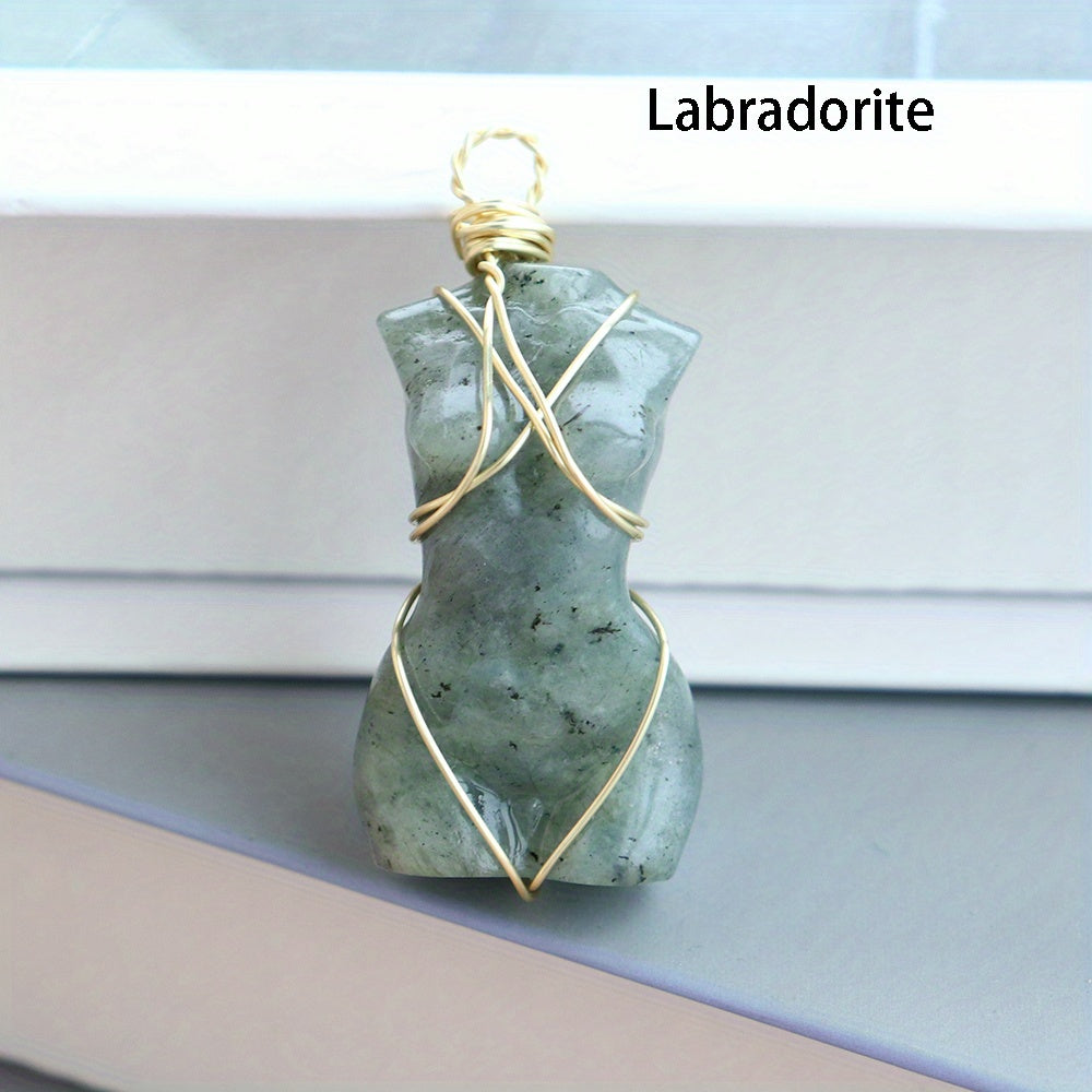 1pc, Natural Quartz Crystal Goddess Pendant Necklace - Perfect Gift for Women, Brides, and Engagements