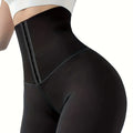 Women'S High-Waist Double-Breasted Tummy Control Leggings - Thickened, Stretchy, Button Closure, Olive Green, Long Length, All-Season Skinny Jeans for Butt Lifting & Belly Smoothing, High Waisted Leggings, Butt Lifting Appare