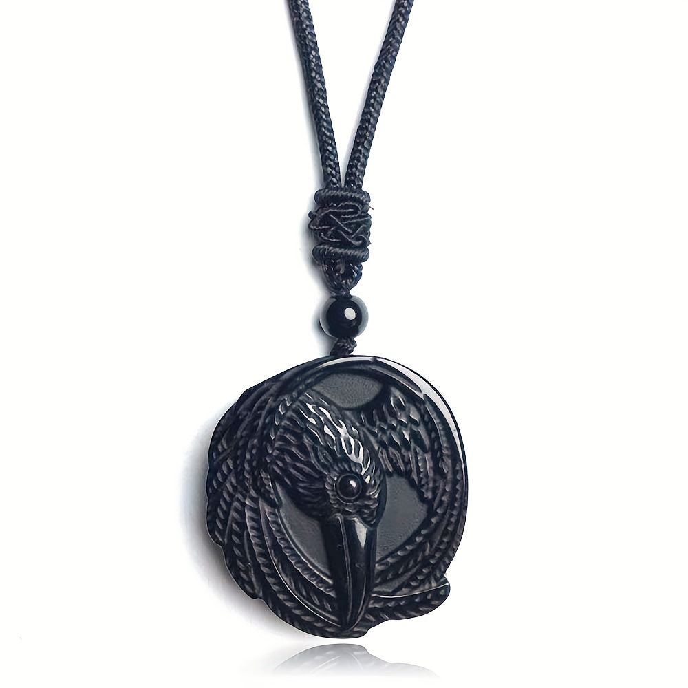 Natural Obsidian Necklace, Raptor Pendant, Crystal Necklace Pendant For Men And Women