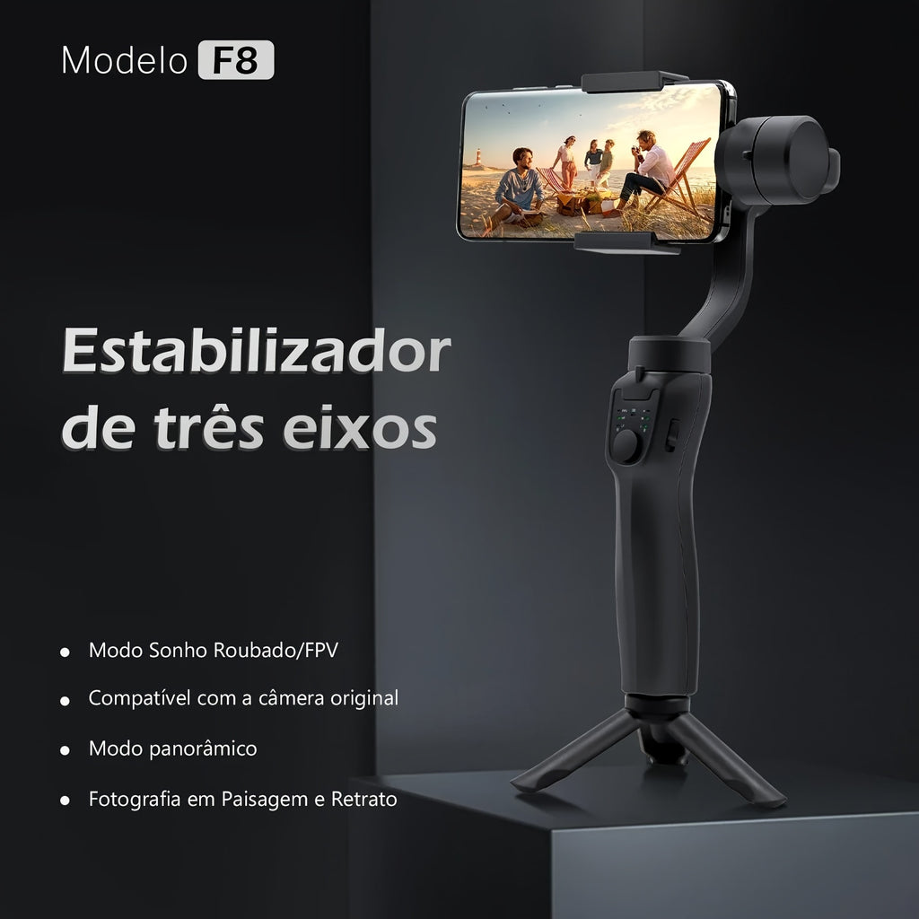 QAML F8 Handheld 3-As Gimbalfoonhouer Anti-skud Video-opname Stabiliseerder vir Xiaomi iPhone Selfoon Slimfoon