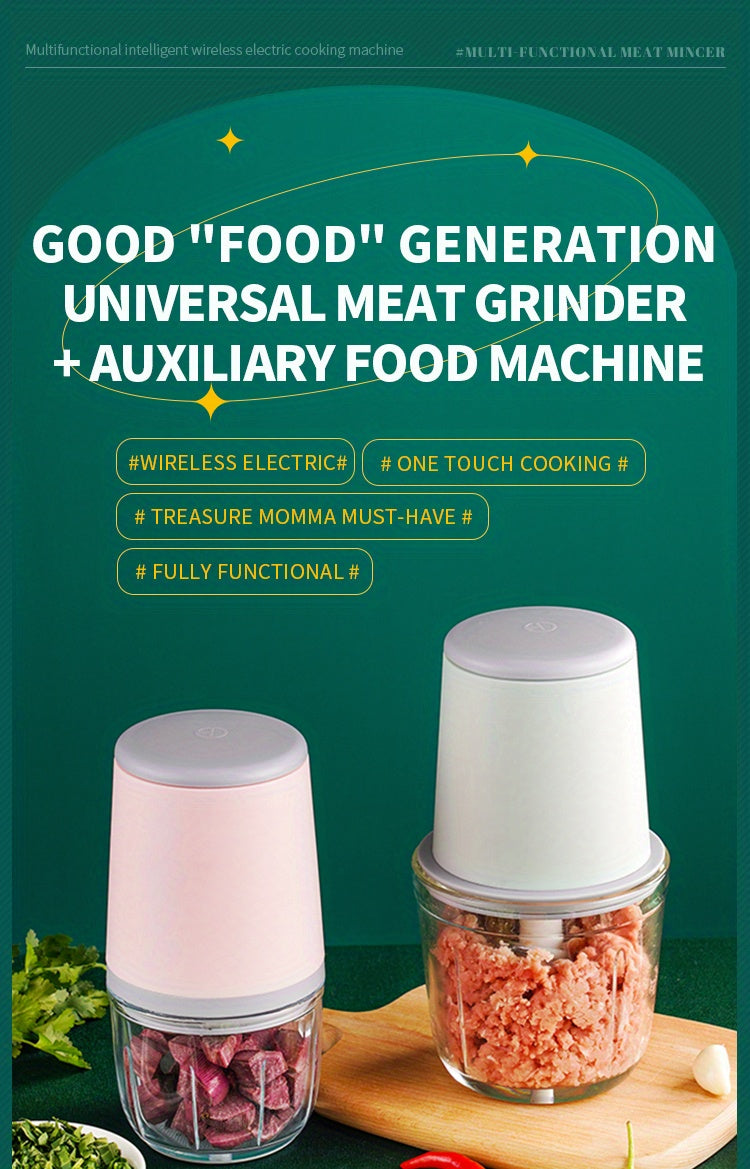 7.4v-20.29oz Multifunctional Electric Meat Grinder - Perfect for Grinding Meat, Garlic, and Making Complementary Food