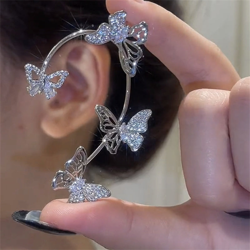 Elegant Butterfly Ear Clips | No-Piercing, All-Season, Plated K, Glass Mosaic, By Yugeweer