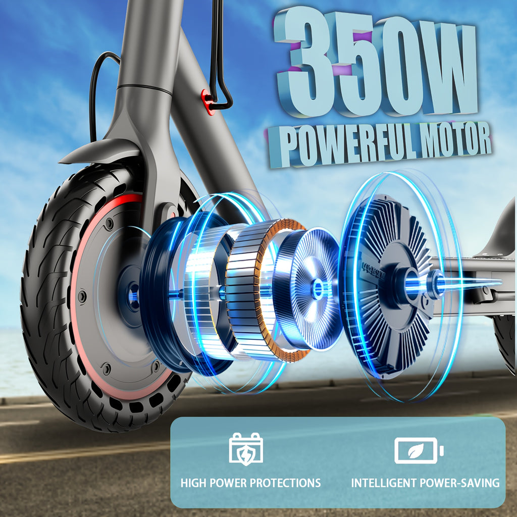 LADPED Electric Scooter, with a Motor Rated at 350/500W, Features a 36V Battery Ranging from 5.2AH to 10.5AH, Equipped with 8.5-Inch Anti-Slip Solid Tires