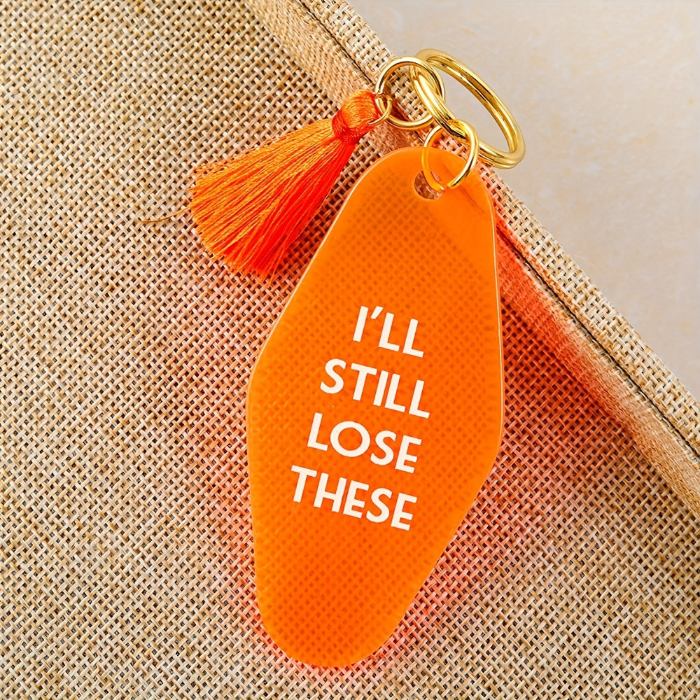 1PC Orange Hotel Key Tag Jeans, Pants, Clothing Accessories Tassel Pendant I'll Still Lose These