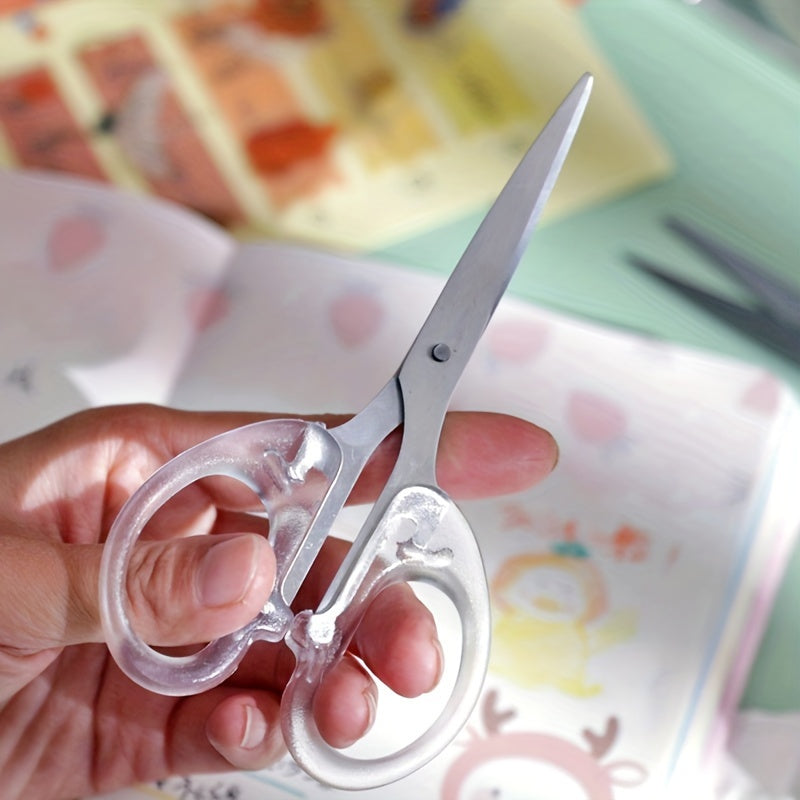 Multi-functional Stainless Steel Precision Scissors with Transparent Handle for Office, School & Crafts