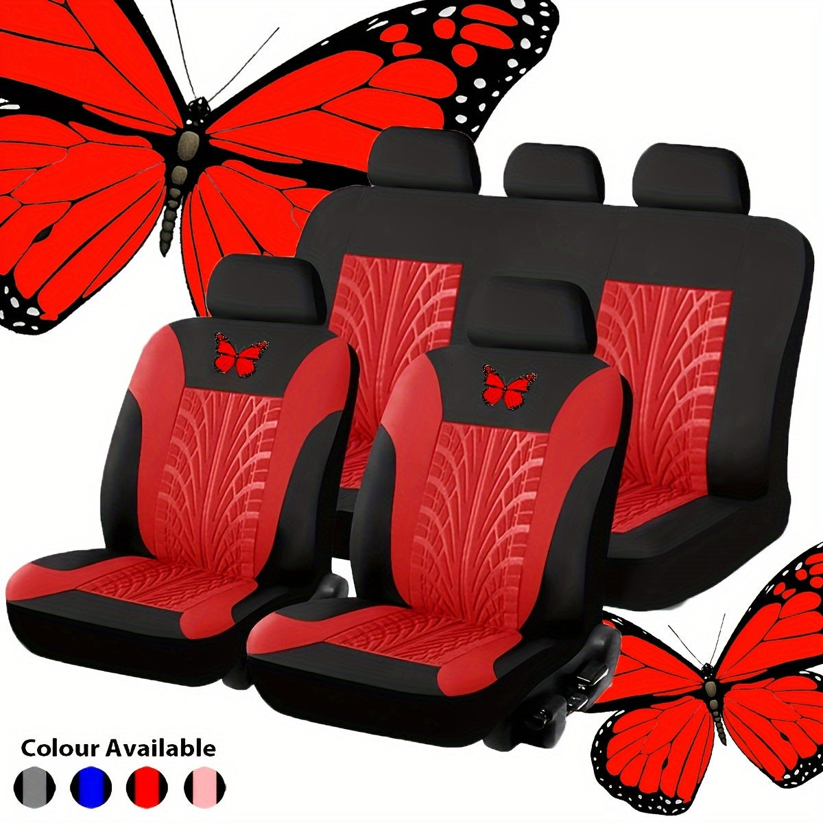 Butterfly Heat Transfer Craft Car Seat Cover for 5 Seats (Universal Type)