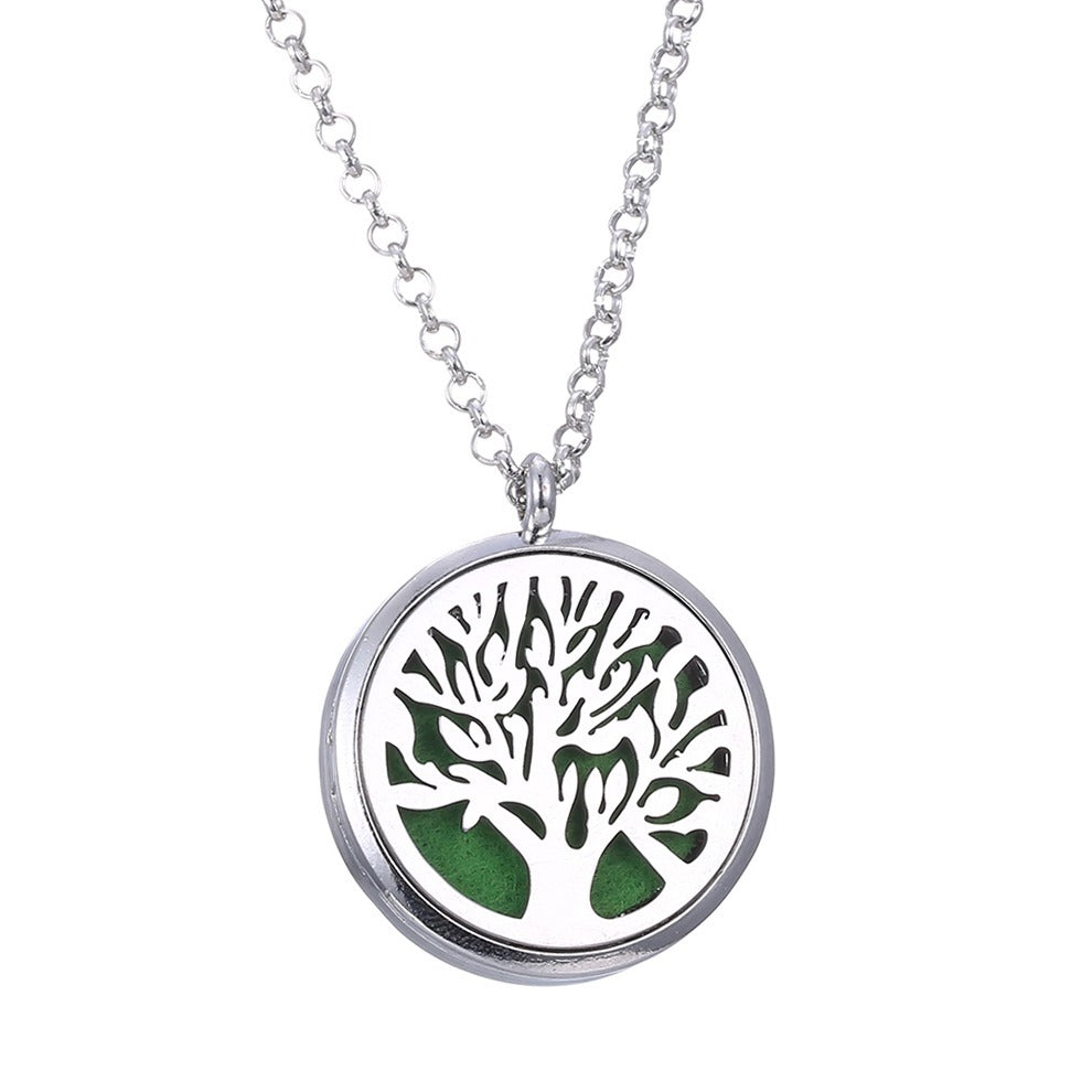 Metal Stainless Steel Pendant Necklace Open Locket Perfume Aroma Essential Oil Diffuser Necklace For Women Girls