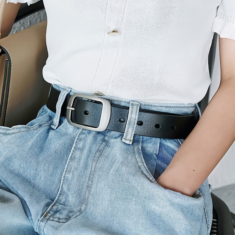 Women'S Genuine Leather Belt - Elegant Brown Leather Strap with Metallic-like buckle, for Jeans, Dresses, Formal & Everyday Outfits - Durable Everyday & Special Occasion Belt for Women, Versatile Fashion Accessory, Sophistica