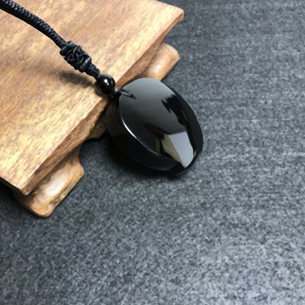 Natural Obsidian Necklace, Raptor Pendant, Crystal Necklace Pendant For Men And Women