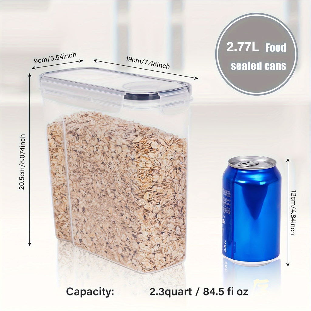 2/4 Pack Cereal Storage Containers | Plastic Airtight Food Storage Containers 2.5L/88 Oz for Cereal, Snacks And Sugar, Black, Multipurpose Use, Dishwasher Safe, Latch Closure