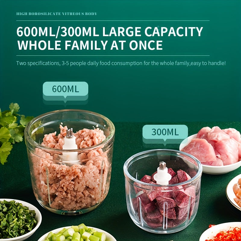 7.4v-20.29oz Multifunctional Electric Meat Grinder - Perfect for Grinding Meat, Garlic, and Making Complementary Food