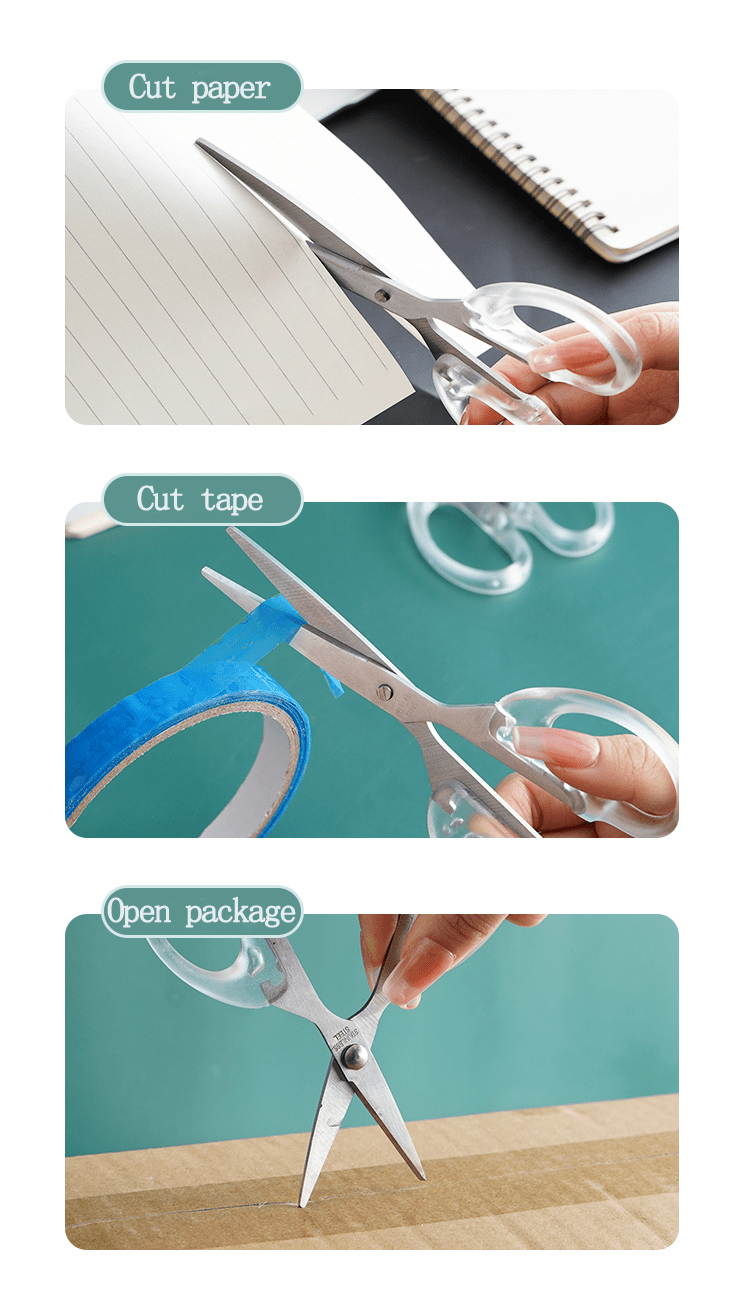 Multi-functional Stainless Steel Precision Scissors with Transparent Handle for Office, School & Crafts