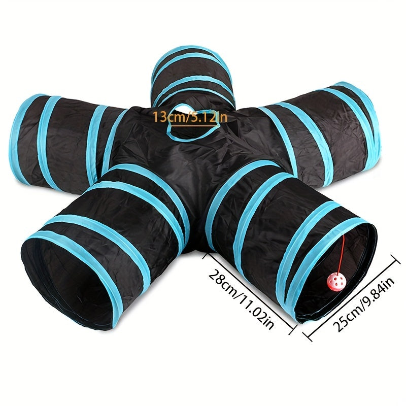 Cat Tunnel for Indoor Cats Large with Play Ball 2/3/4/5 Way Collapsible Interactive Peek Hole Pet Tube Toys for Puppy, Kitty, Kitten, Rabbit