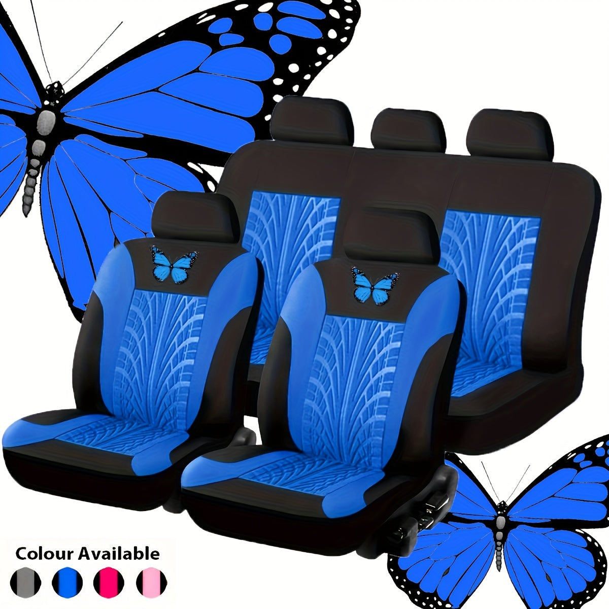 Butterfly Heat Transfer Craft Car Seat Cover for 5 Seats (Universal Type)