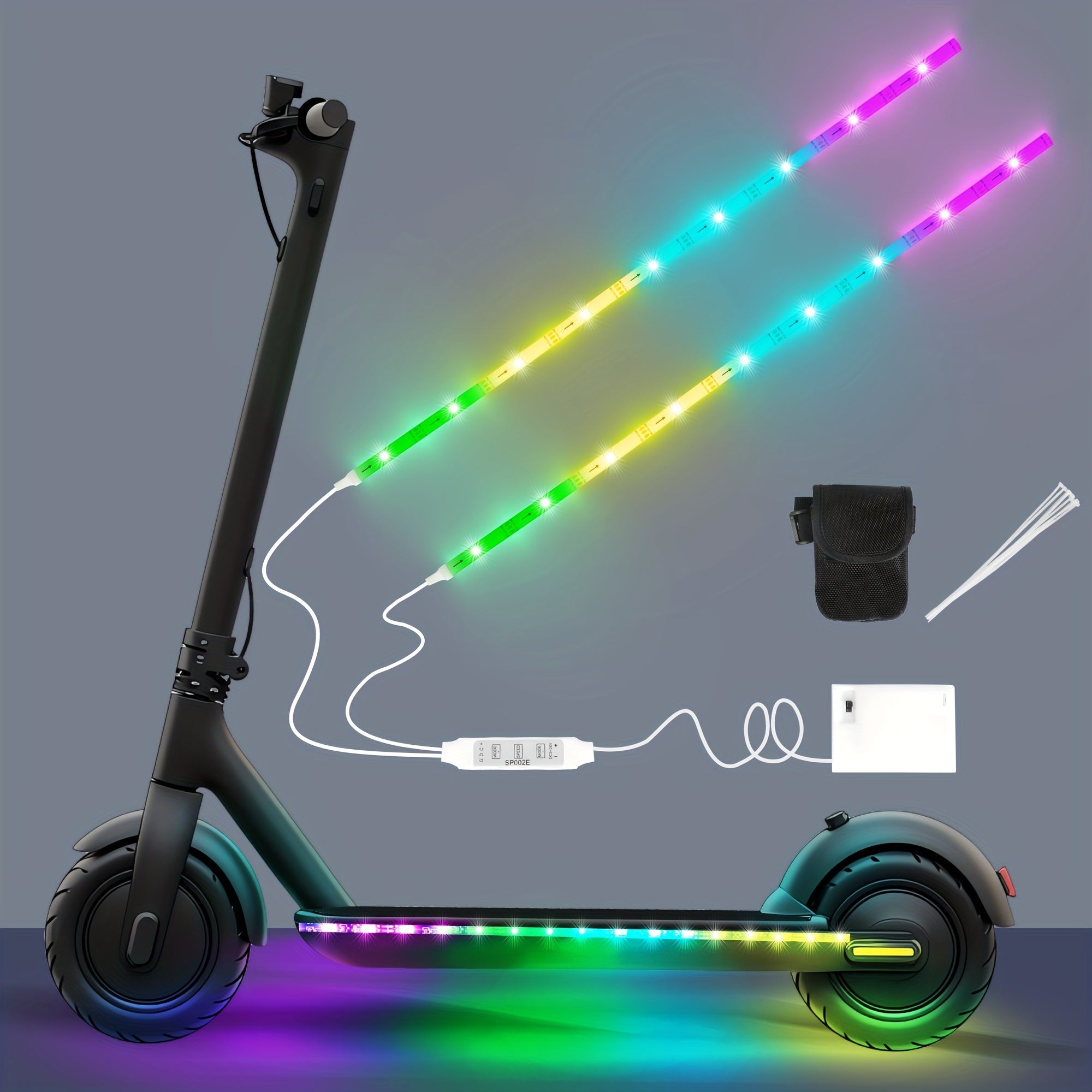 The Universal Electric Scooter Safety Lights Are Suitable for Night Riding, Featuring Low-Voltage Operation. The LED Warning Lights Are Ideal for Skateboards, Bicycles, And Outdoor Activities, Including Two High-Brightness Co