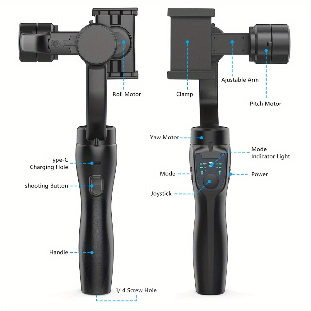 QAML F8 Handheld 3-As Gimbalfoonhouer Anti-skud Video-opname Stabiliseerder vir Xiaomi iPhone Selfoon Slimfoon