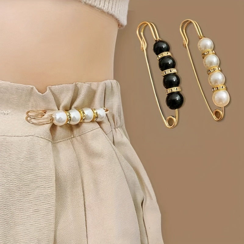 1 Exquisite and Elegant Beaded Waist-cinching Brooch Pin, Used for Reducing and Securing the Waistband of Jeans, Fixing Clothes, Pants, Skirts, and Cinching the Waist. A Handmade Jewelry Gift for Friends