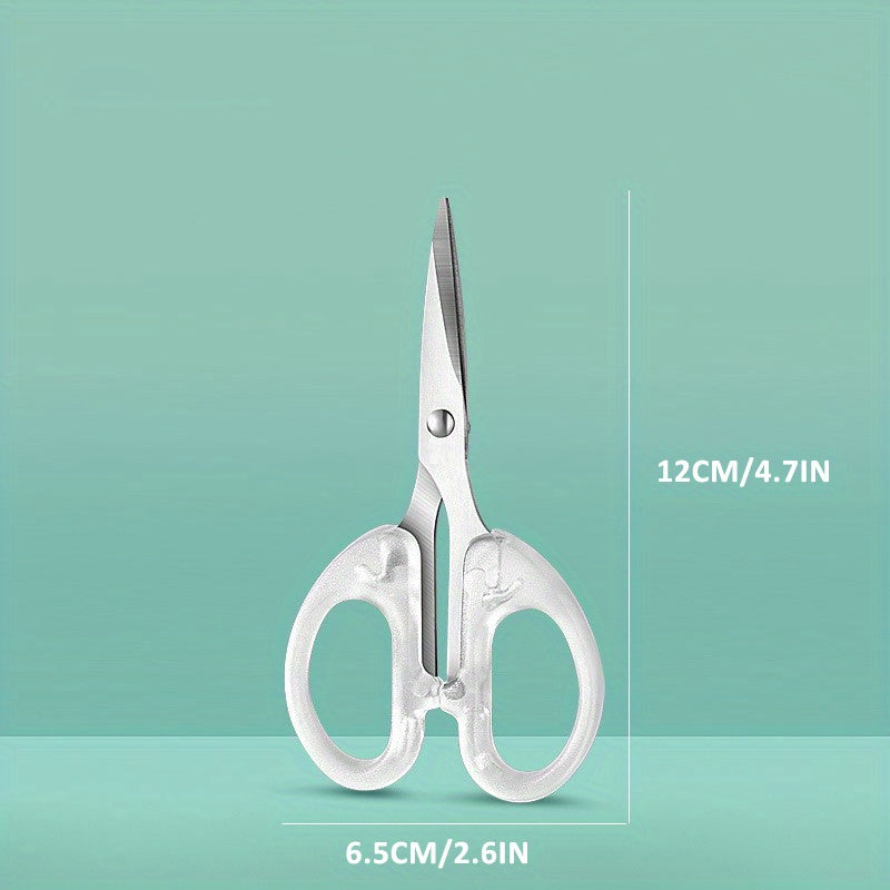 Multi-functional Stainless Steel Precision Scissors with Transparent Handle for Office, School & Crafts