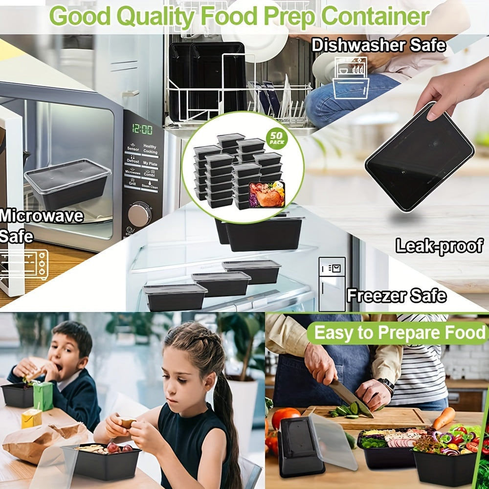 10/30/50pcs Meal Prep Containers, 26 OZ Microwavable Reusable Food Containers with Lids for Food Prepping, Disposable Lunch Boxes, Plastic Food Boxes- Stackable, Freezer Dishwasher Healthy