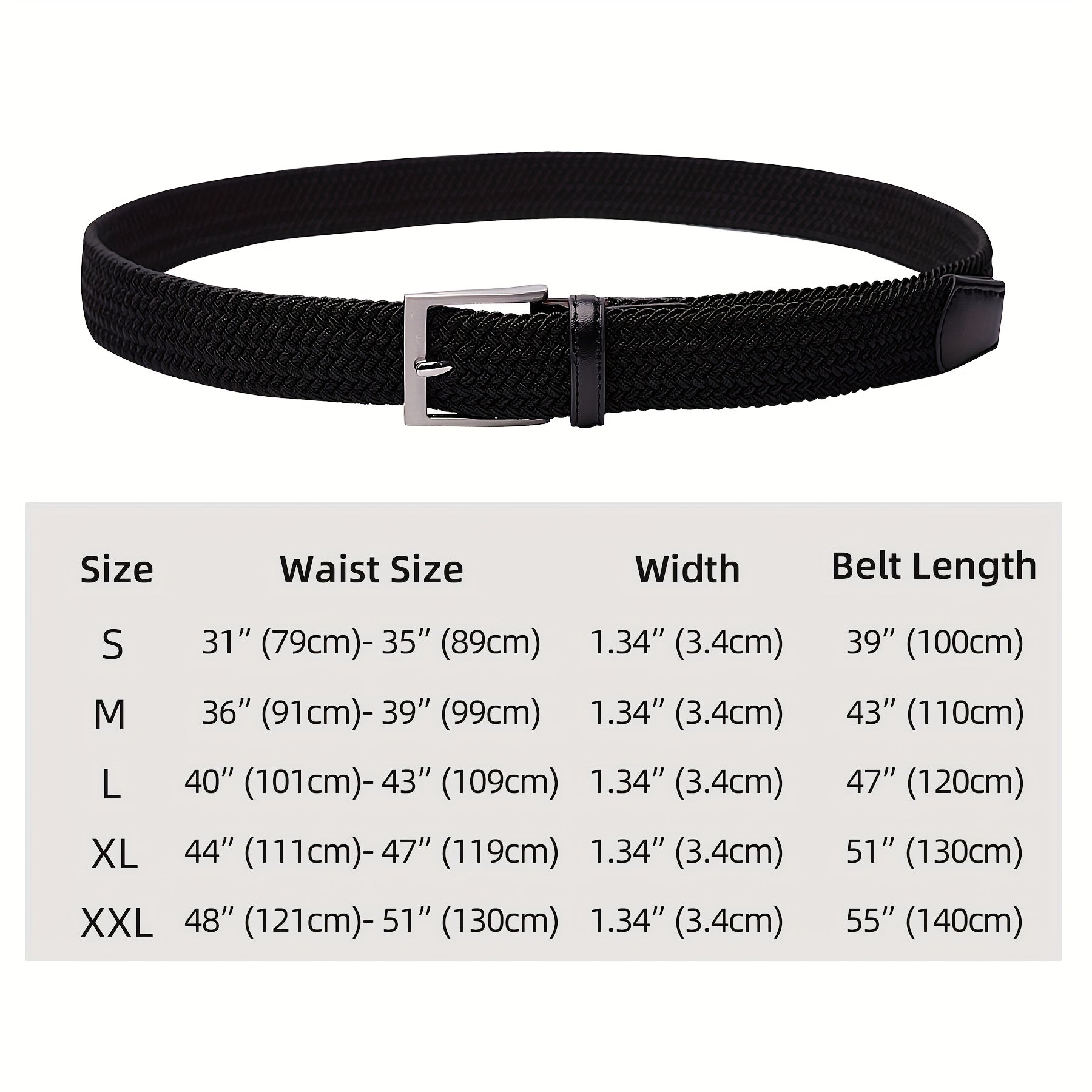 Woven Stretch Belts Made of Braided Elastic for Men And Women, Suitable for Casual Pants, Jeans, And Golf Shirts
