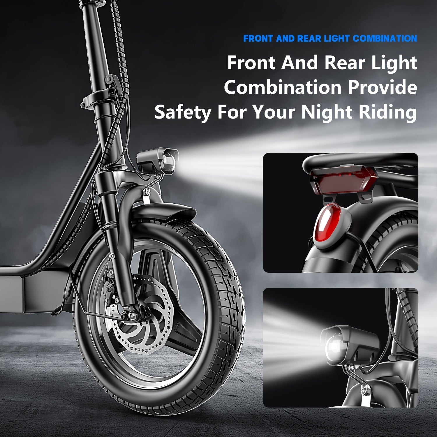 Electric Scooter for Adults Featuring a 650W/350W Peak Motor, Capable of Covering Distances of 21 to 30 Miles. It Includes a Seat, Box, And Basket, Along with Disc Brakes. The Scooter Operates on a 48V 15A Or 36V 7.5A System
