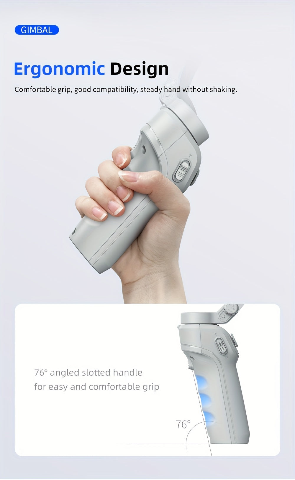 3-Axis Portable Smartphone Gimbal Stabilizer - Auto Tracking, Foldable, Rechargeable Lithium Battery, Wireless, USB Charging - Ideal for Video Recording, Vlogging, and Target Tracking