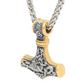 Viking Double Color Hammer Pendant Necklace, Stainless Steel Men's Necklace Viking Jewelry