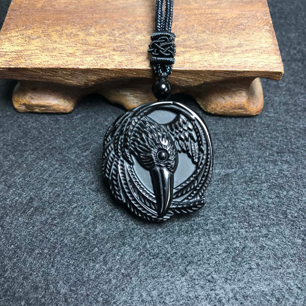 Natural Obsidian Necklace, Raptor Pendant, Crystal Necklace Pendant For Men And Women