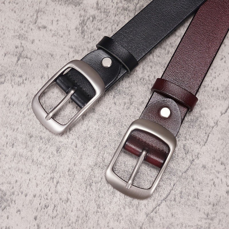 Women'S Genuine Leather Belt - Elegant Brown Leather Strap with Metallic-like buckle, for Jeans, Dresses, Formal & Everyday Outfits - Durable Everyday & Special Occasion Belt for Women, Versatile Fashion Accessory, Sophistica
