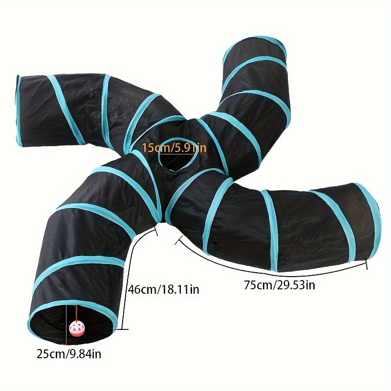 Cat Tunnel for Indoor Cats Large with Play Ball 2/3/4/5 Way Collapsible Interactive Peek Hole Pet Tube Toys for Puppy, Kitty, Kitten, Rabbit