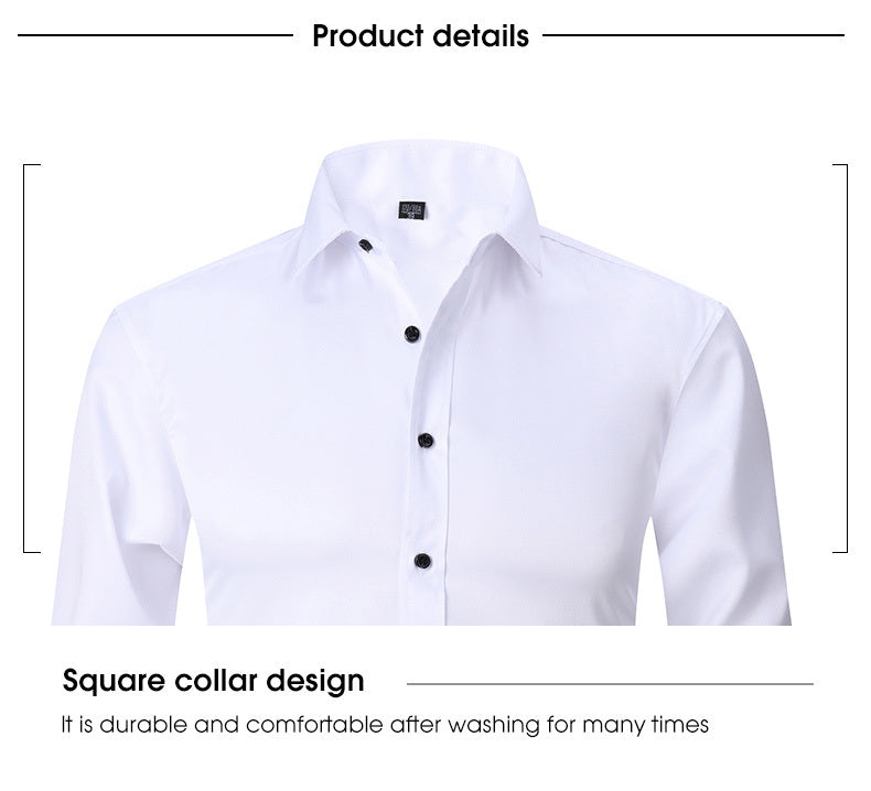 Men'S Stretch Slim-Fit Formal Shirt Without Pockets, Light Business Turn- Collar Long-Sleeved Shirt, Men'S Business Shirt, Wrinkle-Resistant And Durable Solid Color Formal Long-Sleeved Shirt with Buttons And Pockets, Suitable