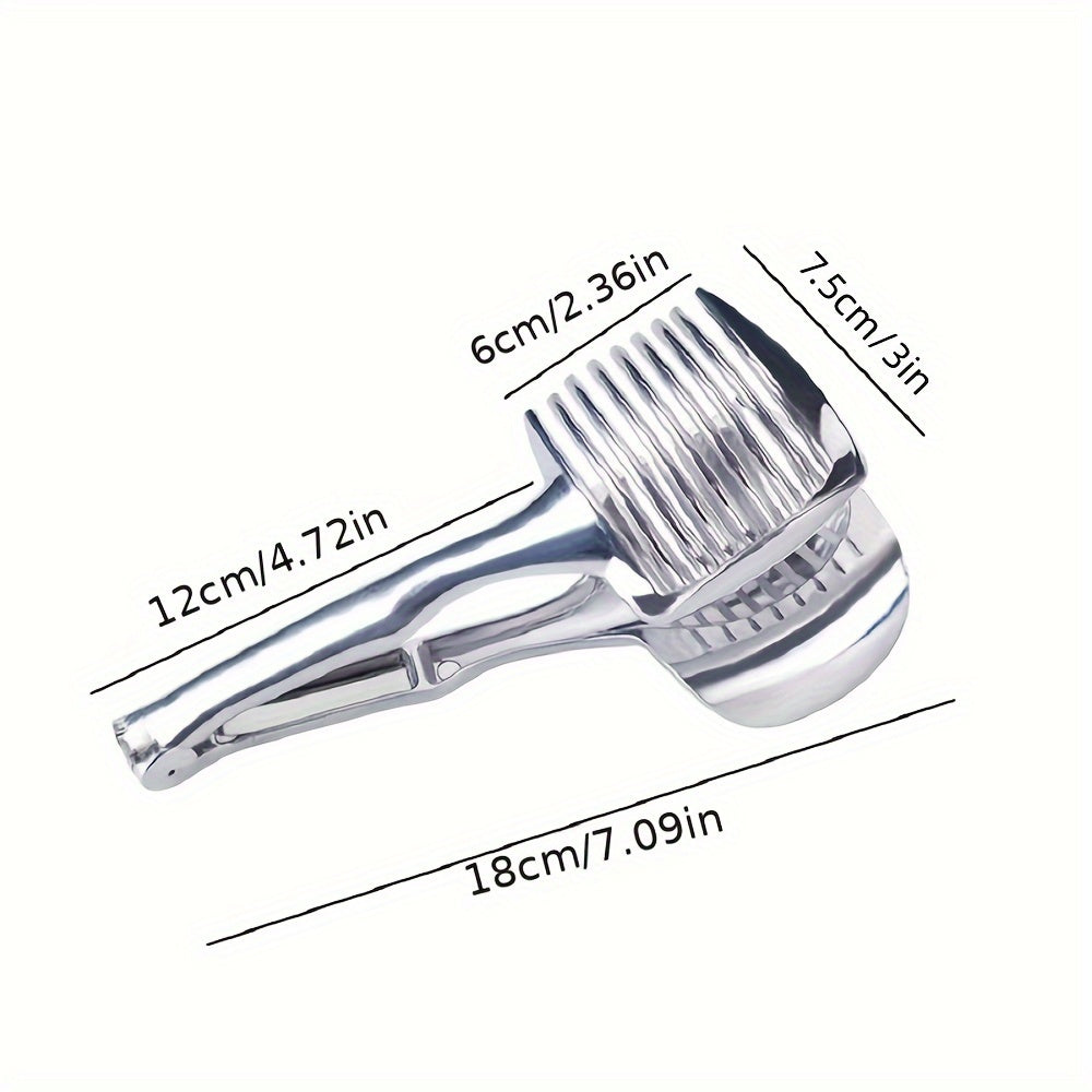 1pc Tomato Lemon Slicer, Round Fruit Onion Slicer with Knife Handle Guide Pliers, Stainless Steel Kitchen Potato Lime Food Holder