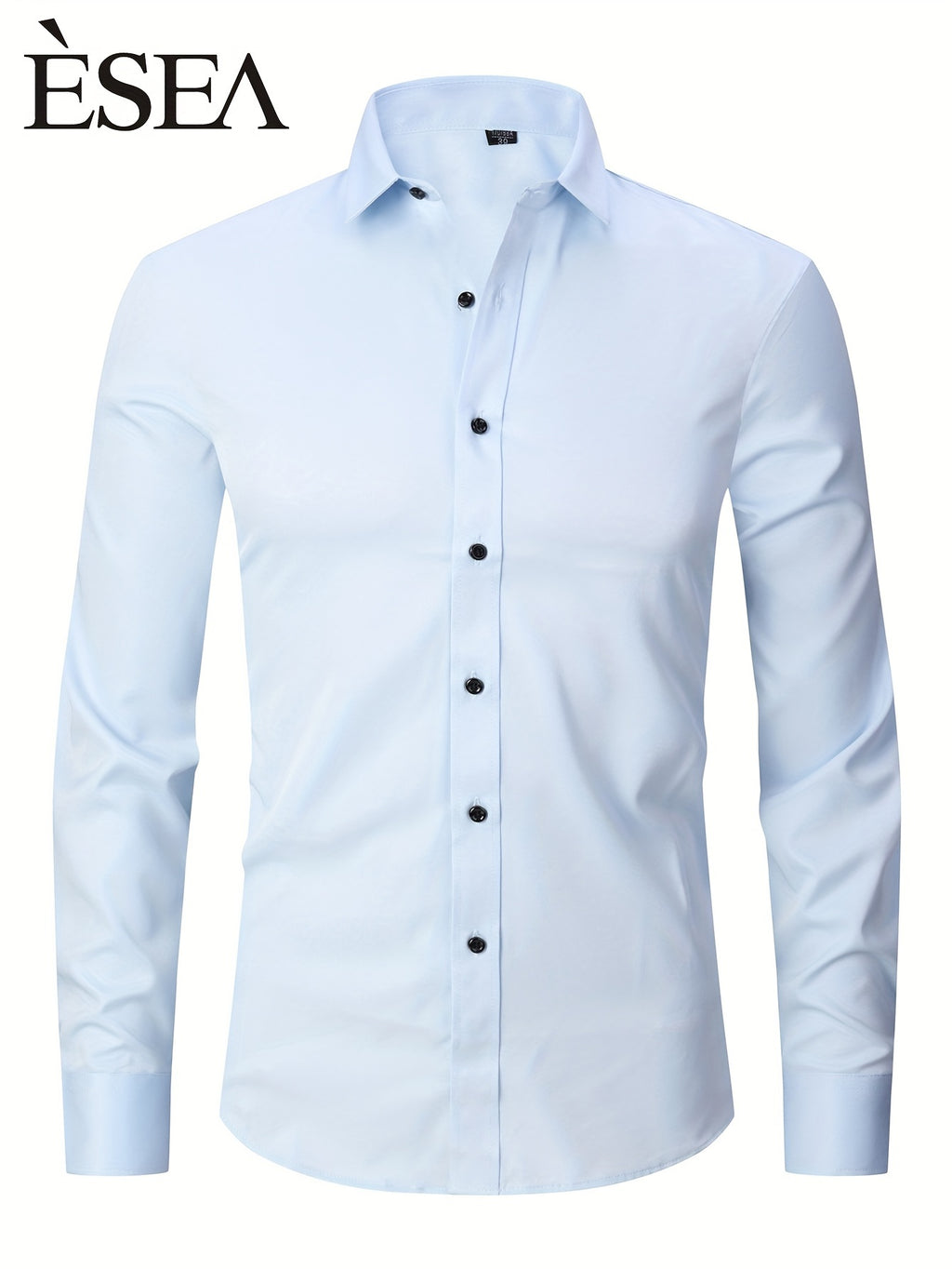 Men'S Stretch Slim-Fit Formal Shirt Without Pockets, Light Business Turn- Collar Long-Sleeved Shirt, Men'S Business Shirt, Wrinkle-Resistant And Durable Solid Color Formal Long-Sleeved Shirt with Buttons And Pockets, Suitable