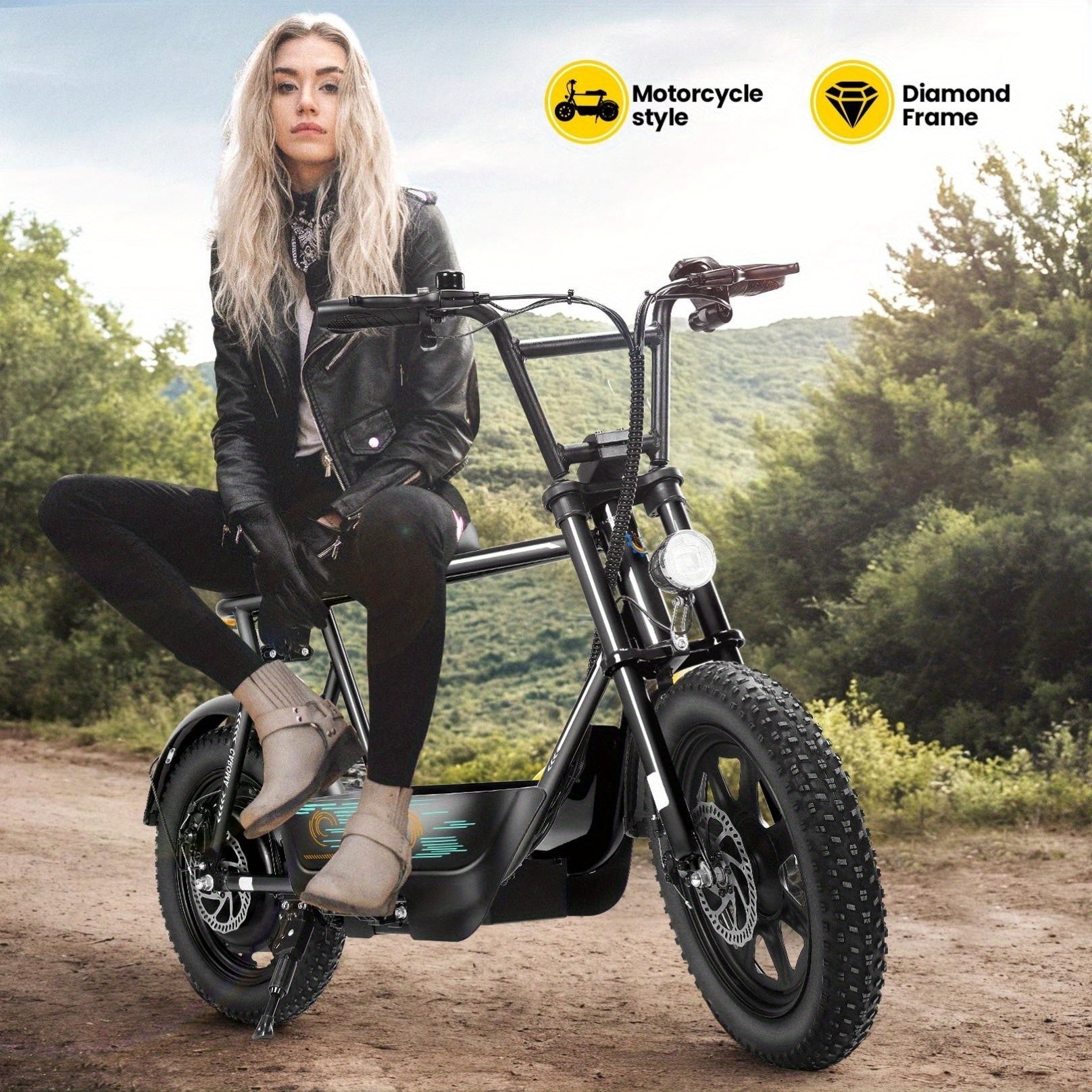 1pc Caroma 500W Electric Scooter for Adults with Seat & Basket, 16" Fat Tire, All-Terrain, 20MPH, 25Miles, 48V 7.8Ah Battery, Commuter & Off-Road E Scooter with LCD Display, Dual Disc Brake, 300lbs Max Load, Aluminum Wheels,