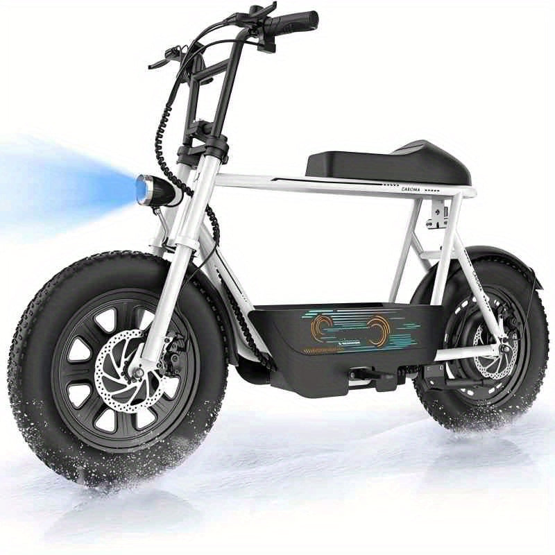1pc Caroma 500W Electric Scooter for Adults with Seat & Basket, 16" Fat Tire, All-Terrain, 20MPH, 25Miles, 48V 7.8Ah Battery, Commuter & Off-Road E Scooter with LCD Display, Dual Disc Brake, 300lbs Max Load, Aluminum Wheels,