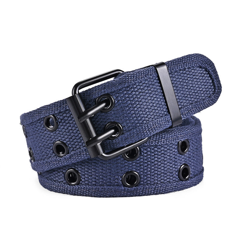 Unisex Braided Belt with Double Prong Metal Buckle, Perfect for Casual, Sporty, or Work Looks, Ideal with Jeans and Trousers