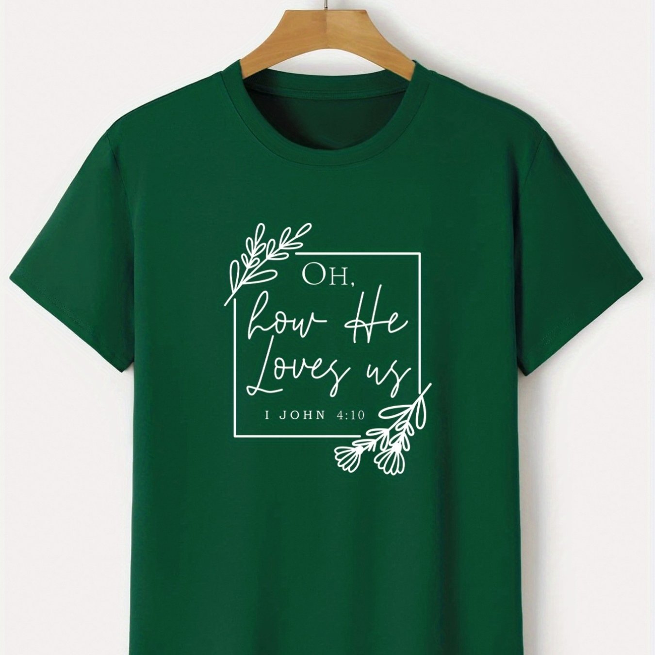 'Oh How He Loves Us' Round Neck T-shirts, Causal Tees, Short Sleeves Tops, Men's Summer Clothing