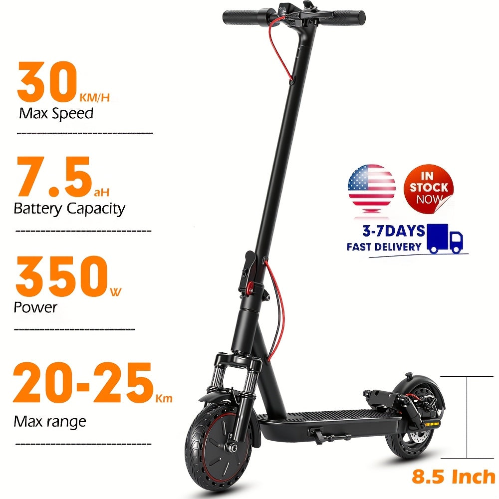 Portable Folding Commuting Electric Scooter for Adults, 8.5/10" Tires, 30KM/H Top Speed, 350W/750W Motor, Max 15-45KM Long Range, Folding E-Scooter with Dual Braking System