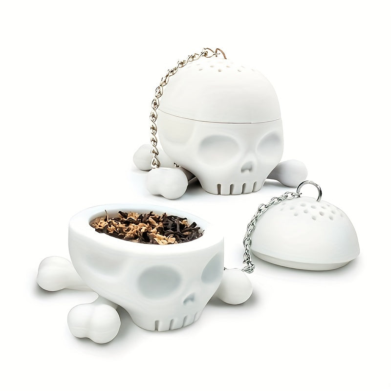 1pc Tea Pot Cross-Chain Skull Tea Filter Food Grade Silicone Tea Filter