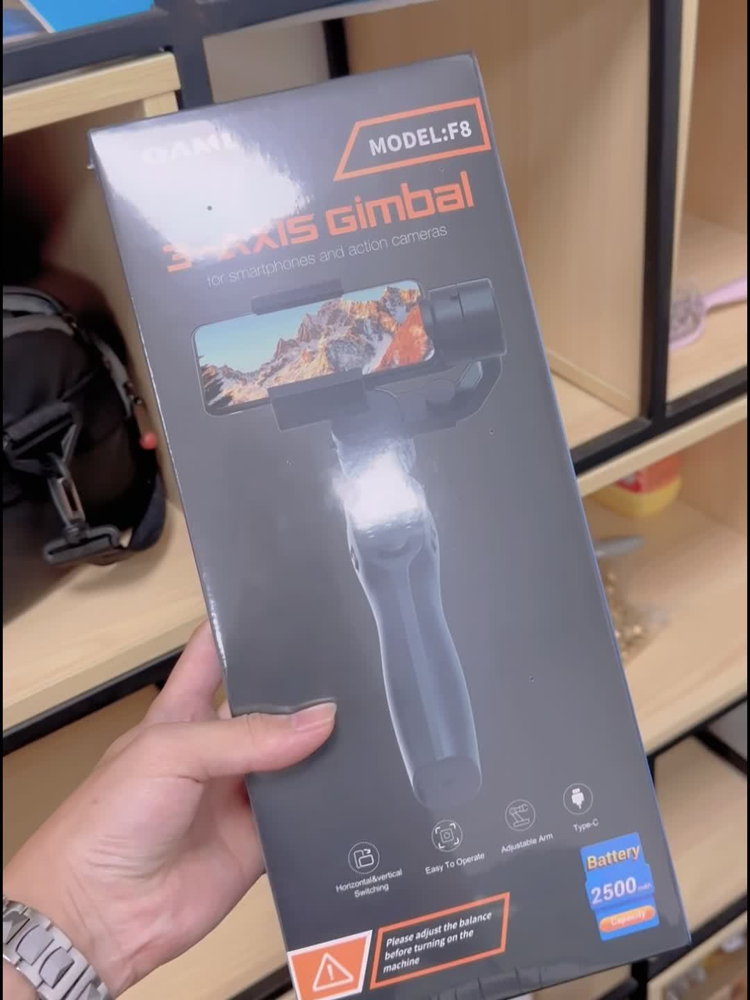 QAML F8 Handheld 3-As Gimbalfoonhouer Anti-skud Video-opname Stabiliseerder vir Xiaomi iPhone Selfoon Slimfoon