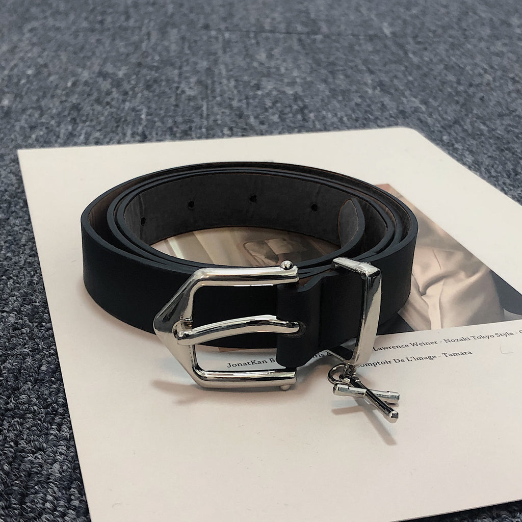 Unisex PU Leather Belt Gothic Metal Cross Pendant Pin Buckle Jeans Belts Casual Black Pants Waistband For Men Women
