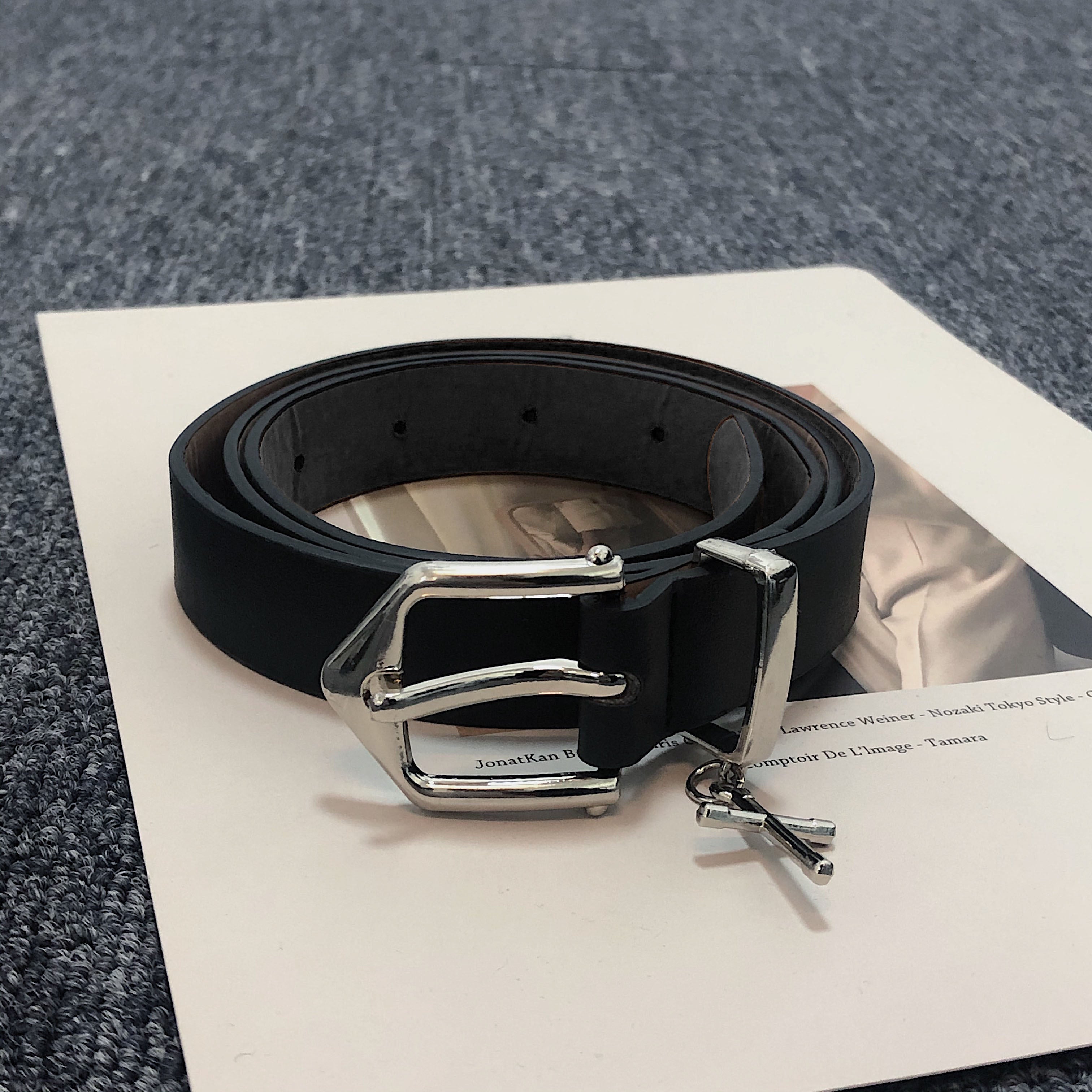 Unisex PU Leather Belt Gothic Metal Cross Pendant Pin Buckle Jeans Belts Casual Black Pants Waistband For Men Women