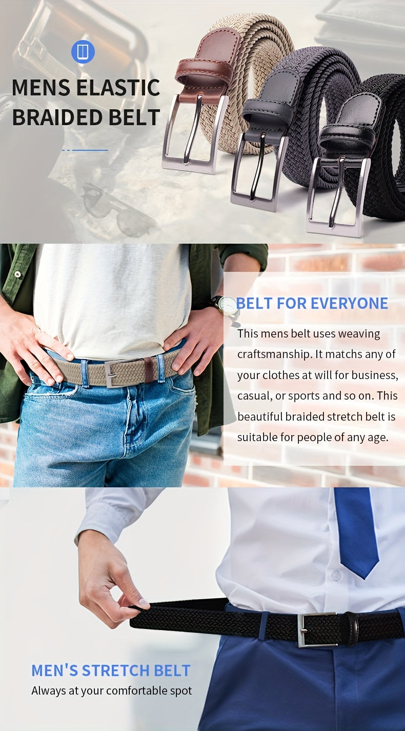 Woven Stretch Belts Made of Braided Elastic for Men And Women, Suitable for Casual Pants, Jeans, And Golf Shirts