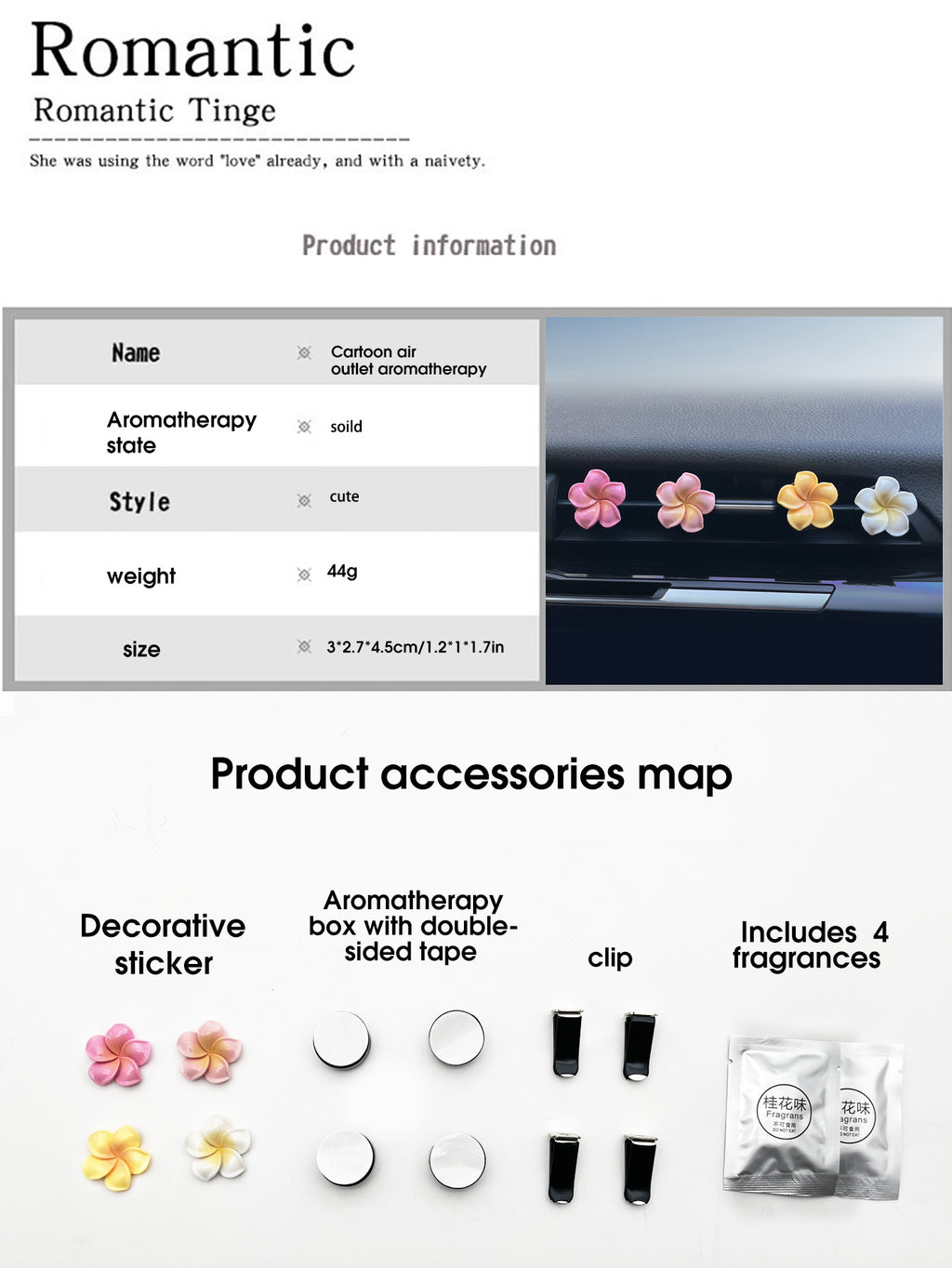 4pcs Floral Car Air Freshener Ornaments - Add a Refreshing Aroma to Your Automobile!