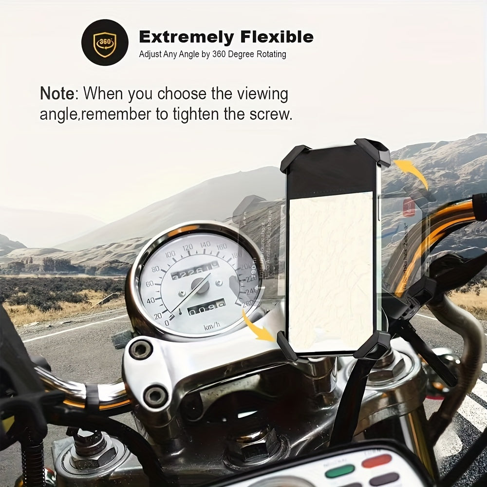 Bike Phone Mount Metal Motorcycle Handlebar Phone Holder Scooter Phone Clamp for 4.0-7.0 Inch Smartphone with 360° Rotation