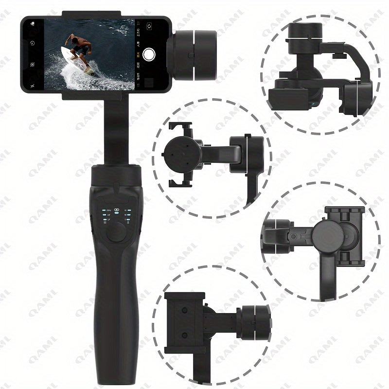 QAML F8 Handheld 3-As Gimbalfoonhouer Anti-skud Video-opname Stabiliseerder vir Xiaomi iPhone Selfoon Slimfoon