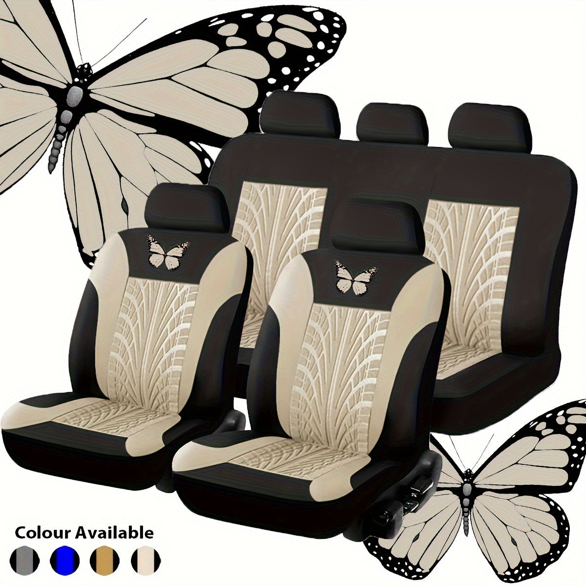 Butterfly Heat Transfer Craft Car Seat Cover for 5 Seats (Universal Type)