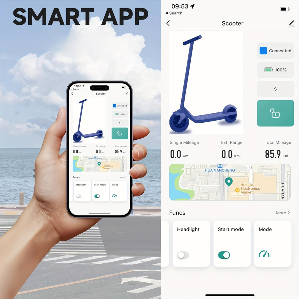LADPED Electric Scooter, with a Motor Rated at 350/500W, Features a 36V Battery Ranging from 5.2AH to 10.5AH, Equipped with 8.5-Inch Anti-Slip Solid Tires