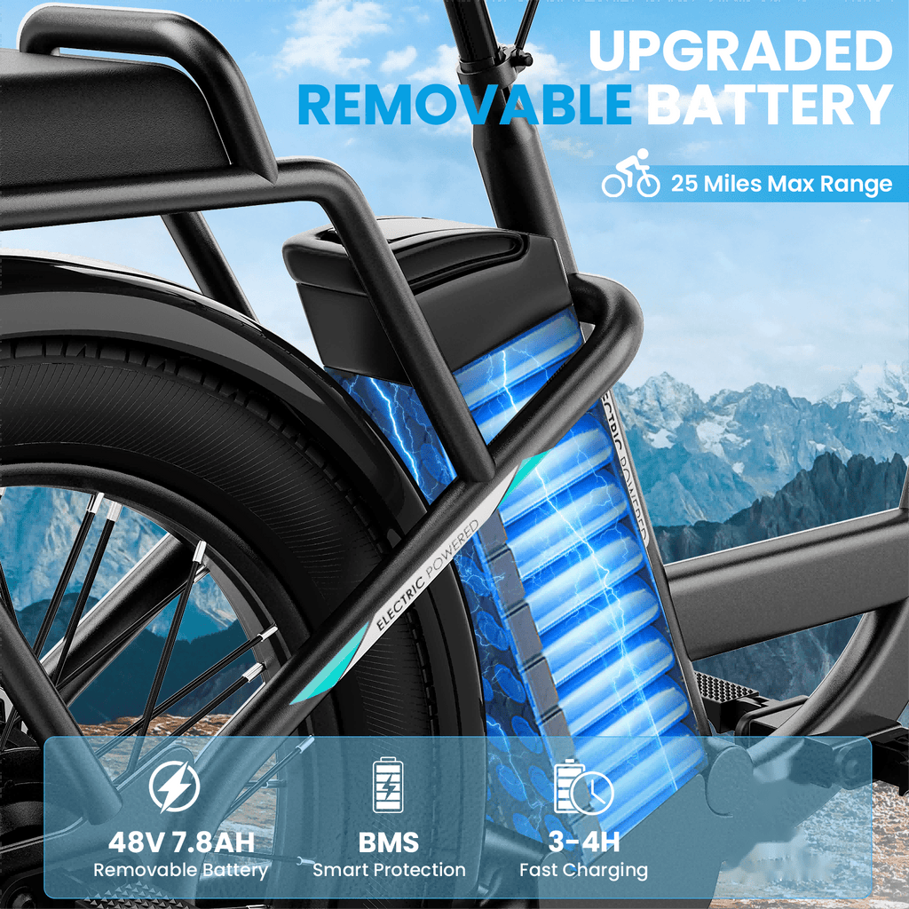 Peak 750W Adults Adjustable Electric Scooter with Seat & Basket, Rated 500W, 48V 7800mAh Lithium Battery, 25 Miles Range & 20 MPH Top Speed Commuting Electric Scooter, 20X3 inch Off-Road Tires, With LCD Display & Dual Seats,