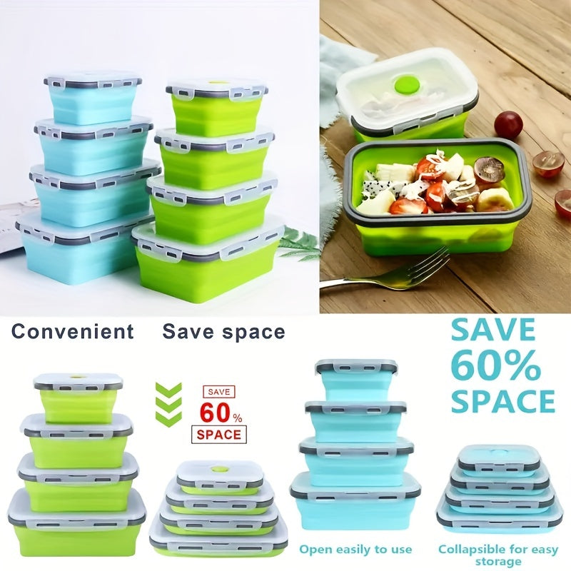 Collapsible Silicone Food Storage Containers - Microwave, Freezer & Dishwasher Safe Lunch Box with Stackable Meal Prep Containers Suitable for Leftovers, -the- Meals